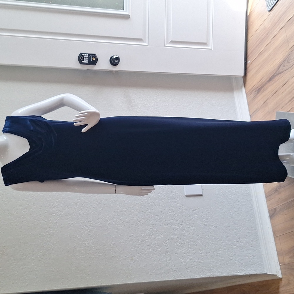 Alex Evenings Blue Stretchy Velvet Dress
